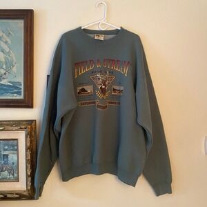 Vintage Field & Stream Deer Green Sweatshirt XL Cotton Gorpcore Heritage Woods